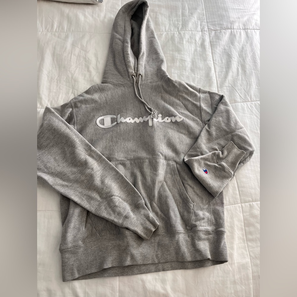 Grey champion hoodie size M
